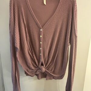 Women's Pink Knotted V-Neck Top